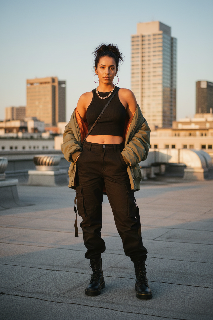 Black Cropped Tank Top Rooftop