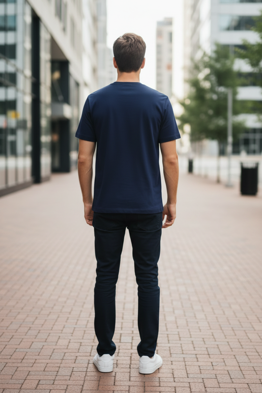 Navy Plain Tee Back Shot