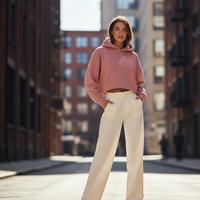 Cropped Oversized Hoodie Dusty Rose
