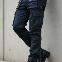 Men's Dark Navy Cargo Pants Bottom Shot