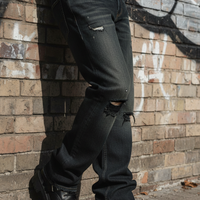 Men's Dark Wash Baggy Jeans Bottom Shot