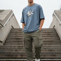 Men's Dusty Blue Graphic Oversized T-Shirt