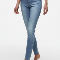 Mid Waist Denim Jeans Walking Shot