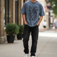 Slate Blue Oversized Graphic Tee